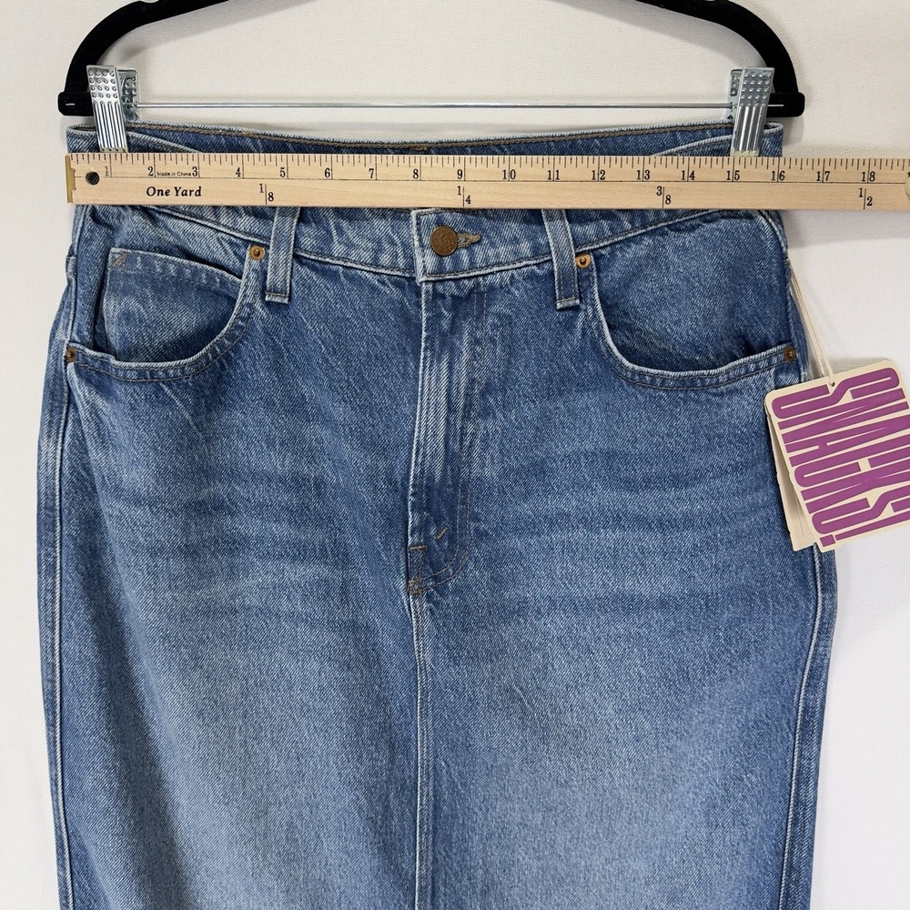 NEW Mother Skirt Womens 32 Blue Maxi Long Denim Luxury Western Concert Festival - Picture 14 of 16
